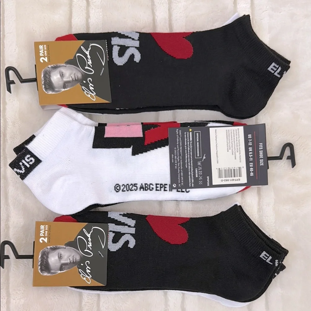 Elvis Presley Casual Low-Cut Ankle Socks Black White One Size